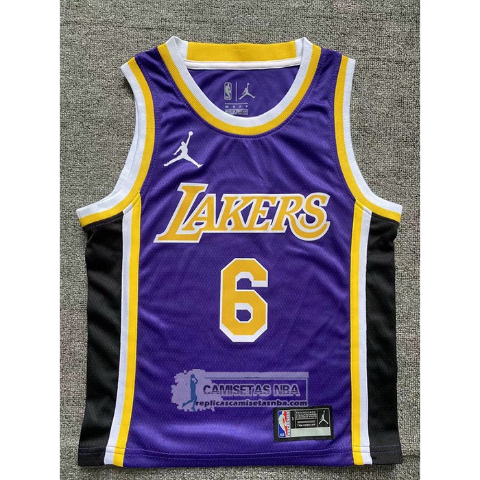 Camiseta Nino Los Angeles Lakers LeBron James NO 6 Statement Violeta